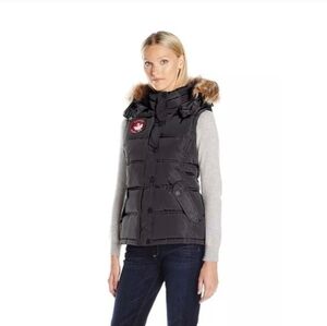 Canada Weather Gear Black Water-Resistant Hooded Puffer Vest Women's Size Large